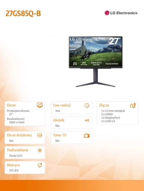 27 hüvelykes LG UltraGear monitor