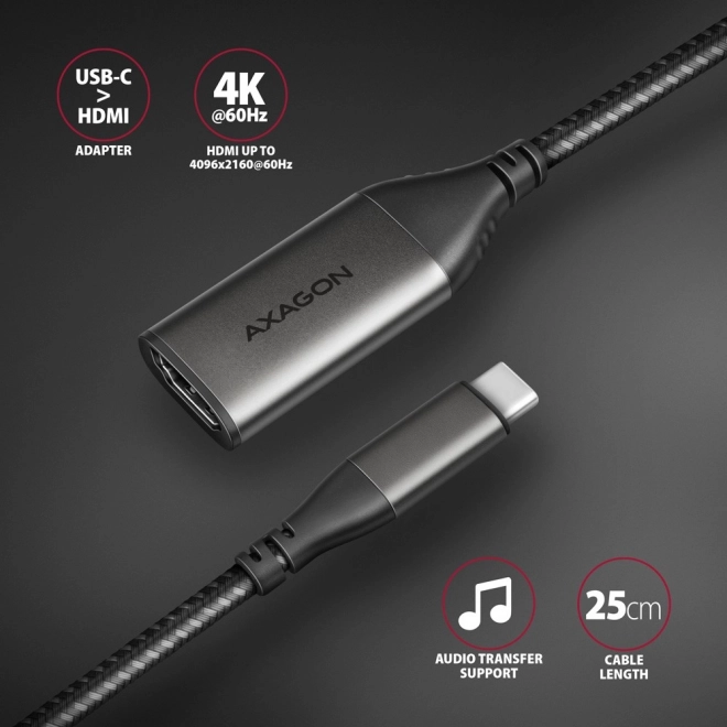 Usb-c Hdmi Adapter 4k/60hz Aluminium Kábel 25cm