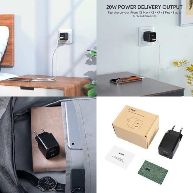 Fehér mini hálózati töltő 1xUSB-C 20W PD