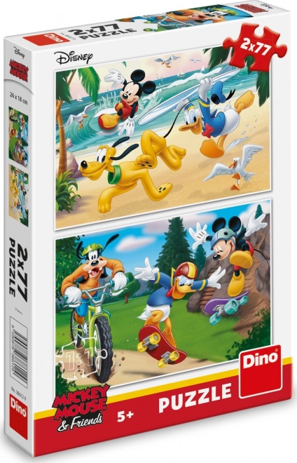 Dino puzzle sportoló Mickey és barátai 2x77 darabos