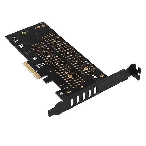 Adapter beépített PCIe x4 to M.2 NVMe M-key + SATA B-key hűtőventilátor