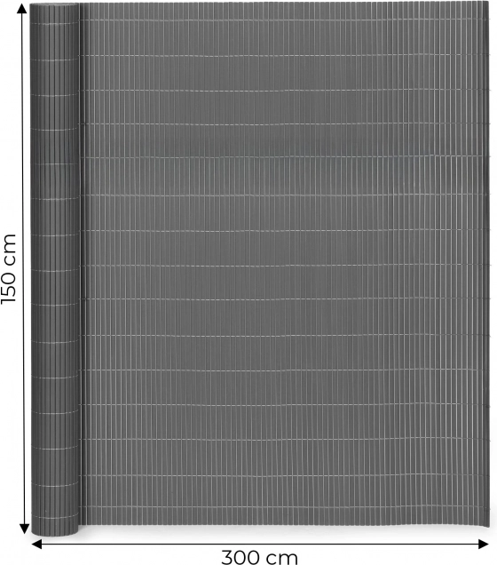 Kétoldalas bambusz szőnyeg 150x300 cm erkélyre, teraszra és kerítésre, antracit MultiGarden
