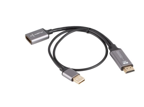Hdmi-displayport adapter 4K, 20 cm-es kábel, ezüst