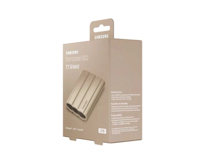 T7 Shield SSD 2TB USB 3.2 hordozható adattároló, bézs