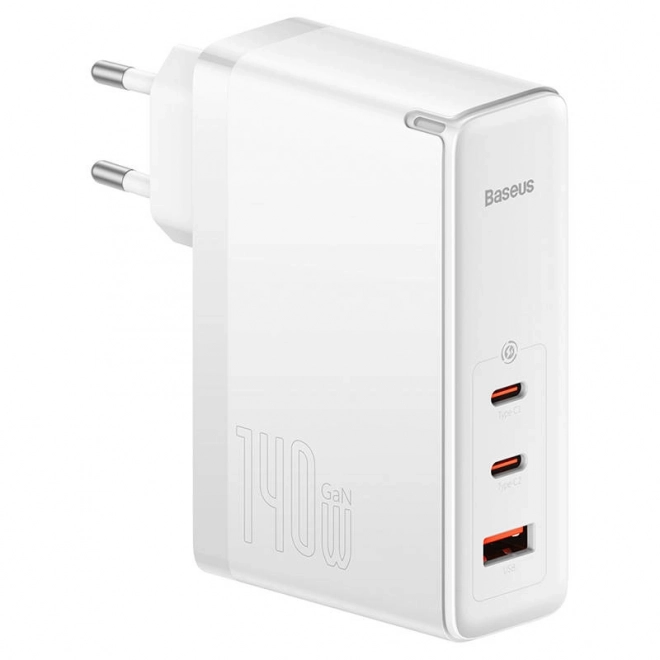 Fali töltő Fehér 140W Baseus GaN5 Pro 2xUSB-C + USB