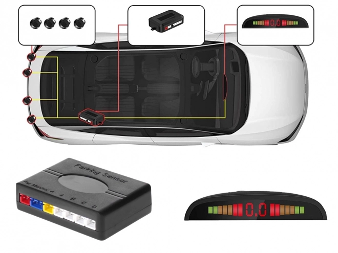 Tolatóradar készlet 4 érzékelővel és LCD kijelzővel