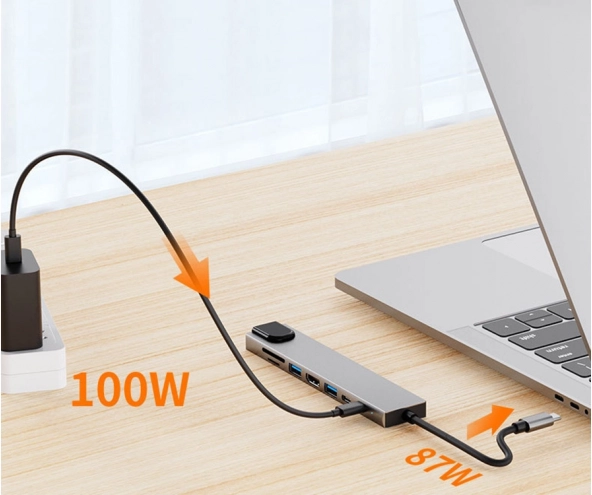 Multifunkcionális USB-C Hub Adapter 8 az 1-ben HDMI-vel és Ethernettel