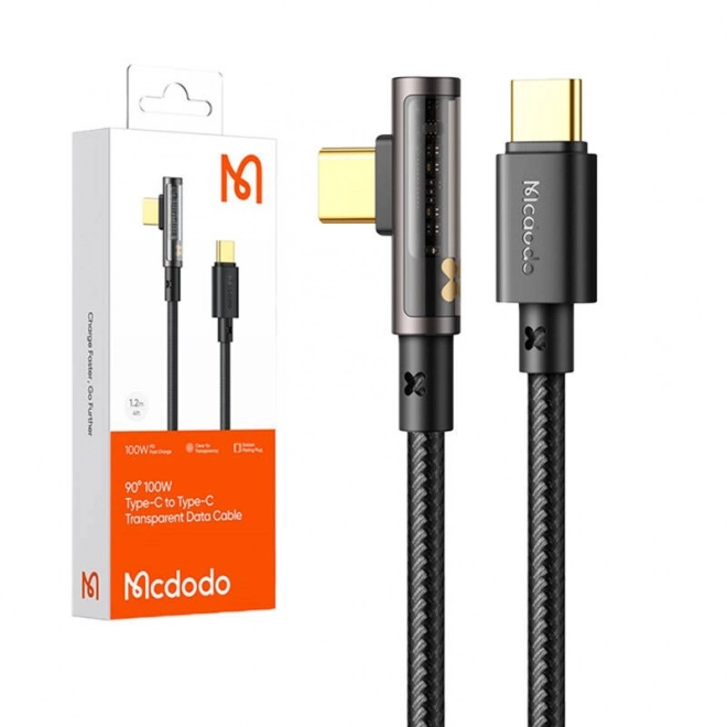 USB-USB-C Prism kábel 90 fokos Mcdodo CA-3400, 100W, 1,2 m (fekete)