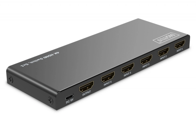 4K HDMI váltó 5x1, HDCP 2.3, távirányítóval, fekete