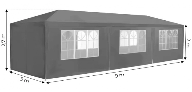 Multigarden kerti pavilonsátor 3x9 m 8 falas szürke