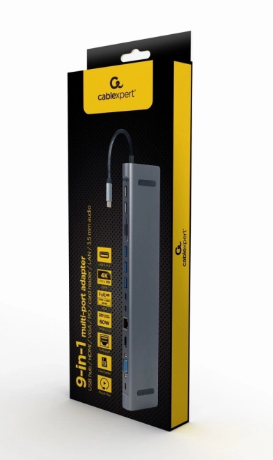 Többportos USB Type-C adapter 9 az 1-ben szürke