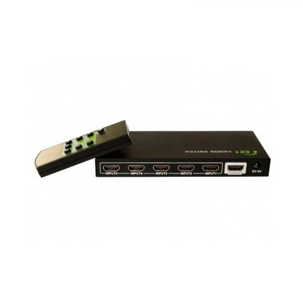 Hdmi váltó 5/1 távirányítóval, 4K2K 3D, fekete