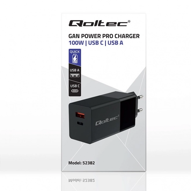 Qoltec GaN Power Pro fekete töltő