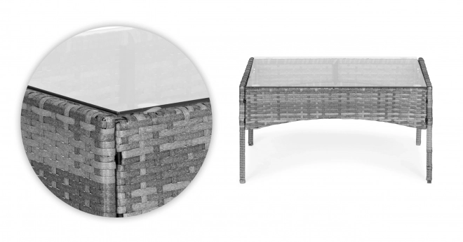 Műrattan kerti bútorszett - pad, asztal, székek szürke MultiGarden