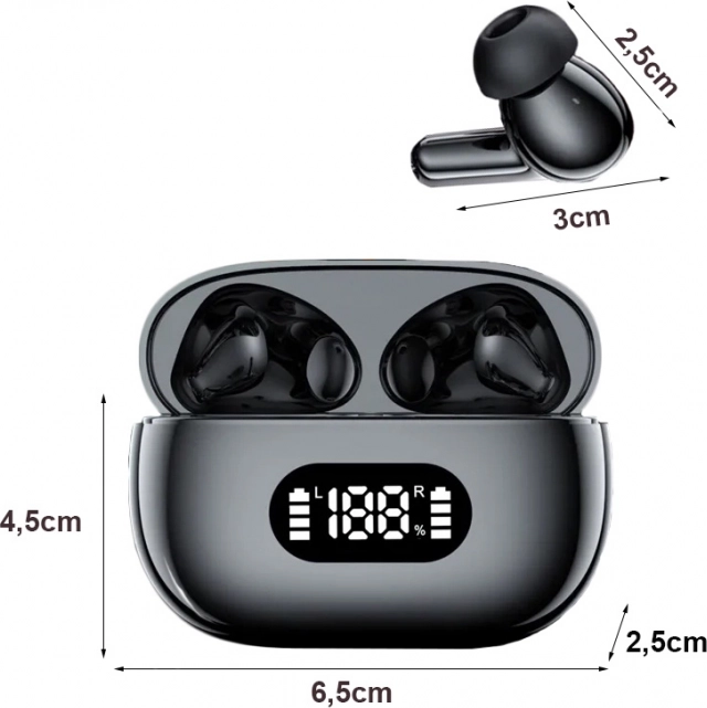 Vezeték nélküli Bluetooth fülhallgató töltőtokkal