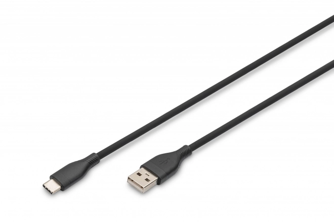 USB-A - USB-C szilikon töltő- és adatkábel, 60W, 0,5m fekete