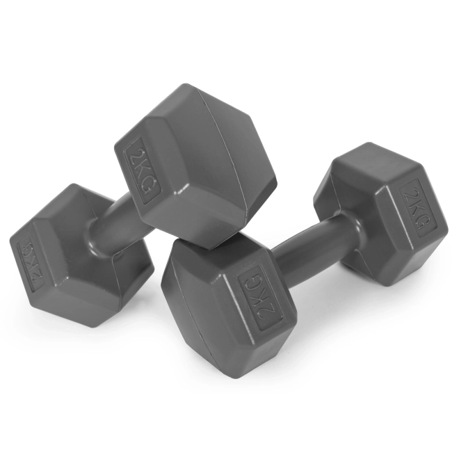 ModernHome 2x2 kg hatszögletű súlyzók szürke