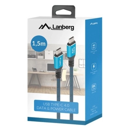 Usb-c kábel m/m USB4 1,5m 240W 60Hz fekete-kék