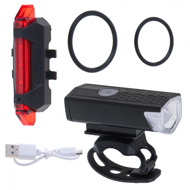 Led kerékpárlámpa szett elöl-hátul USB