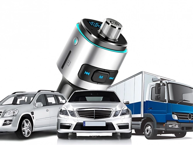Bluetooth FM adó autós töltő 2x USB világítással