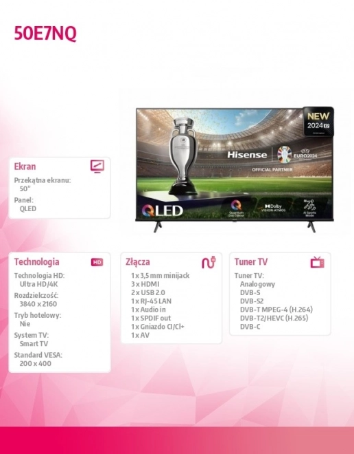50 hüvelykes QLED 50E7NQ televízió