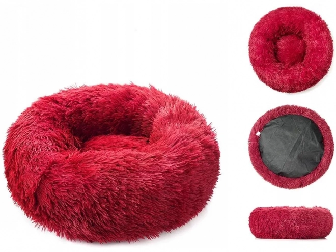 Bolyhos macskaágy puha kanapé párna 80 cm – bordó