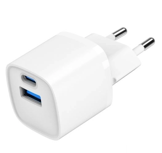 Fehér mini USB-A USB-C töltő 20W PD QC3.0