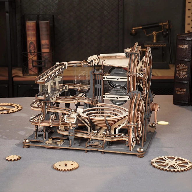 Robotime Rokr 3D fa puzzle golyópálya: Éjszakai város 294 darabos