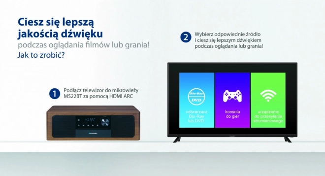 Blaupunkt Bluetooth mikrorendszer HDMI ARC-val