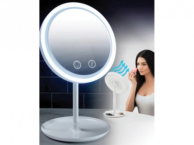 Kosmetikai LED-es sminktükör ventilátorral