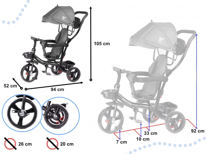 szürke Trike Fix Lite háromkerekű bicikli