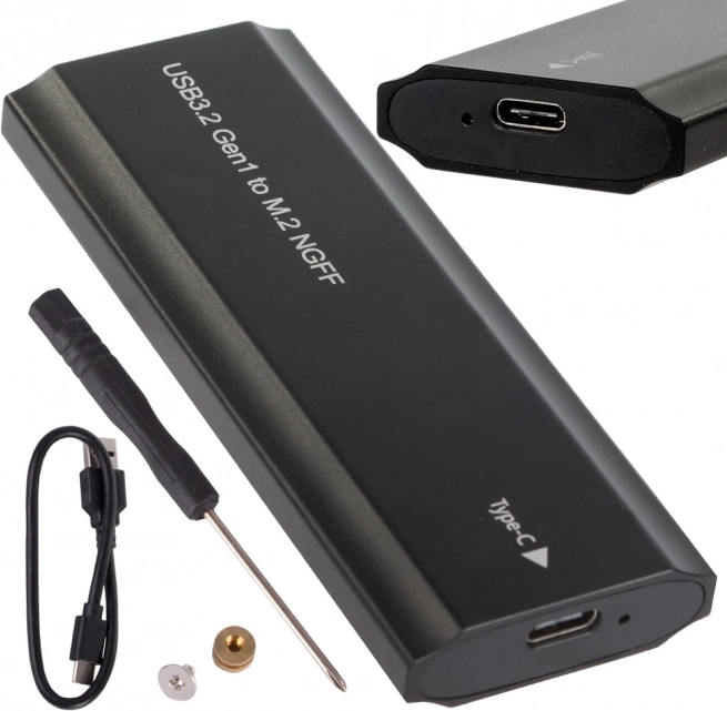 Alumínium tok M.2 SATA NGFF SSD-hez USB‑C-vel (USB 3.2 Gen 1), 2230–2280