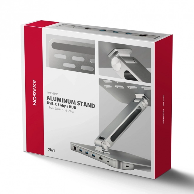 Axagon 7 az 1-ben laptopállvány és hub