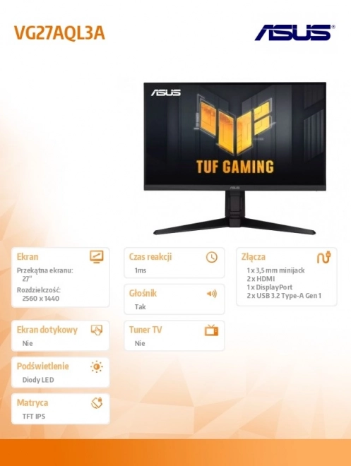 ASUS TUF Gaming 27" QHD 180Hz játékos monitor