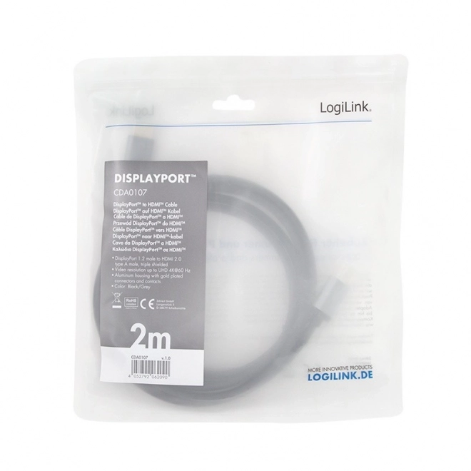 4K HDMI DisplayPort Alumínium Kábel - 2m