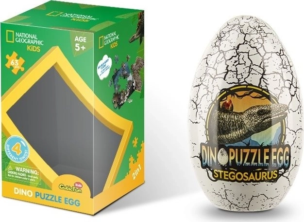 CubicFun National Geographic: Stegosaurus kétoldalas puzzle, 63 darabos tojásban