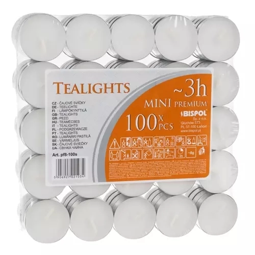 Paraffinos teamécsesek - 100 darabos készlet