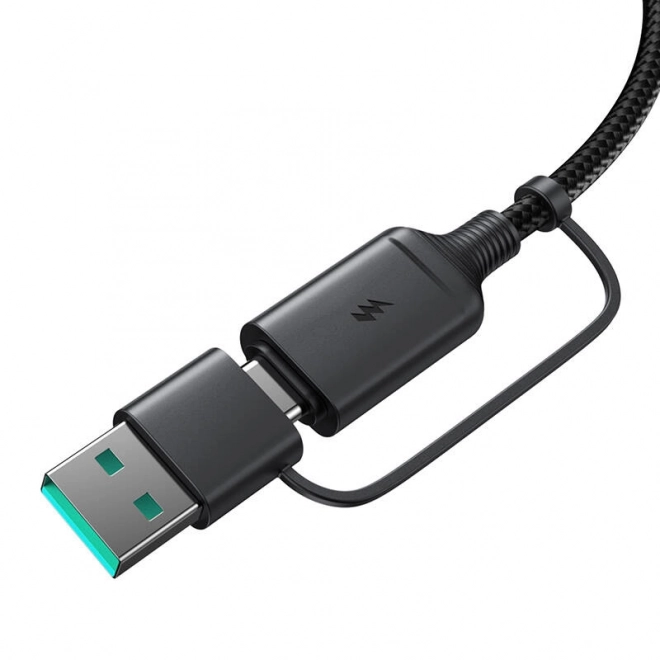 Fekete Joyroom JR-WQM03 mágneses töltő USB és USB-C csatlakozóval, 1,2 m