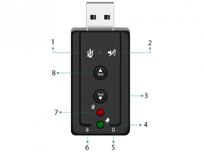 7.1 usb hangkártya mikrofon és fejhallgató jack csatlakozóval