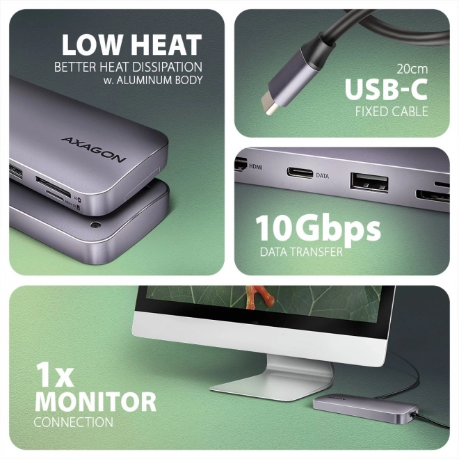 Axagon sokportos USB-C hub
