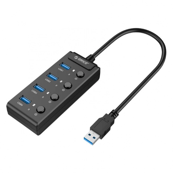 Orico gyors USB 3.0 elosztó 4 portos kapcsolóval (fekete)