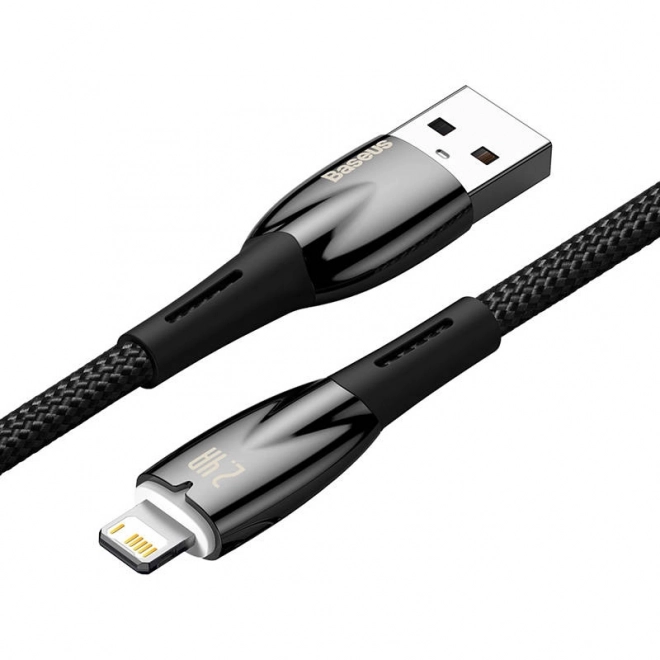 Baseus glimmer usb kábel lightning típusú csatlakozóval, 2.4A, 1m, fekete