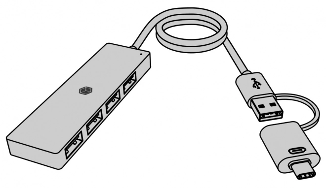 4-portos USB hub Type-C és Type-A