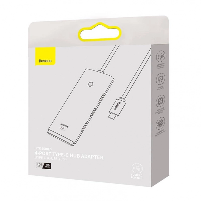 Baseus lite usb-c hub 4 porttal - fekete