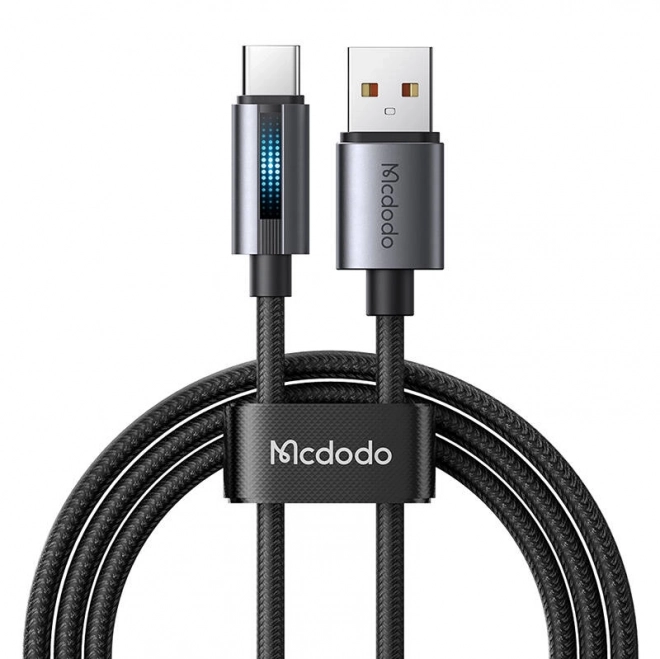 Kábel USB-A-ról USB-C-re LED világítással - fekete, 1,2 m