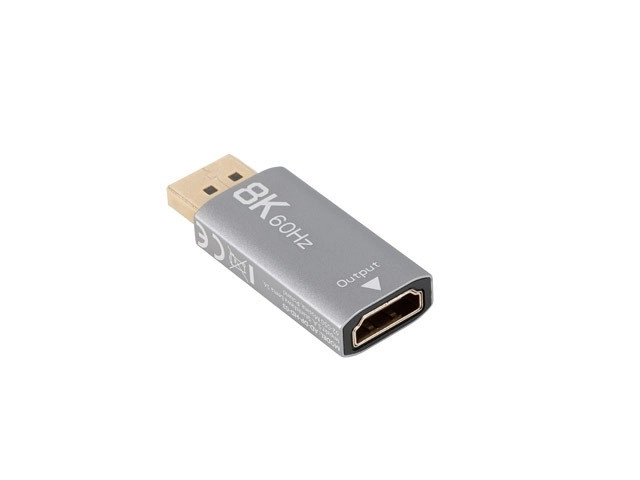Sréber DisplayPort - HDMI adapter, 8K támogatás