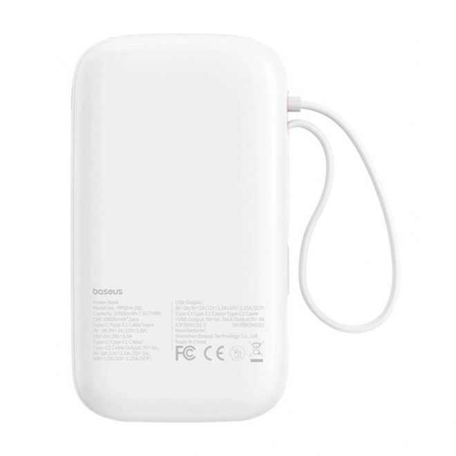 Fehér Baseus QPow 2 Powerbank 20000mAh 30W