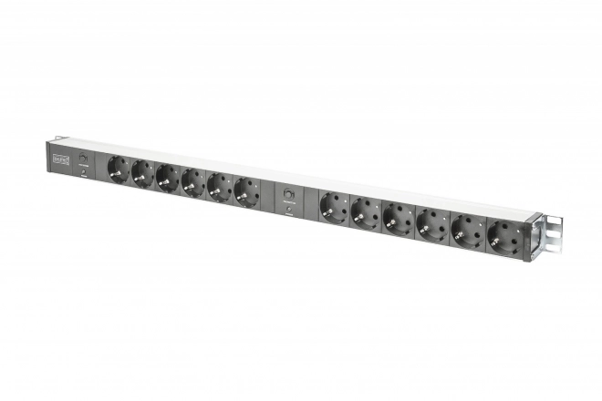 19" RACK PDU elosztósor, 12 Schuko aljzattal