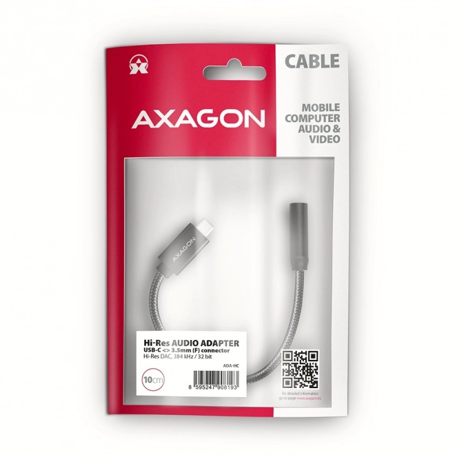 Axagon USB-C külső hangkártya 32bit DAC 3,5mm csatlakozóval