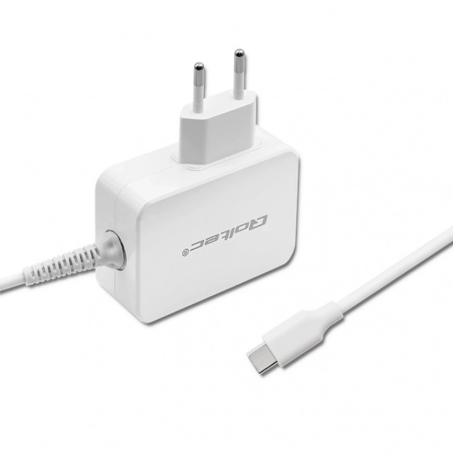 Fehér 65W hálózati adapter USB-C PD technológiával